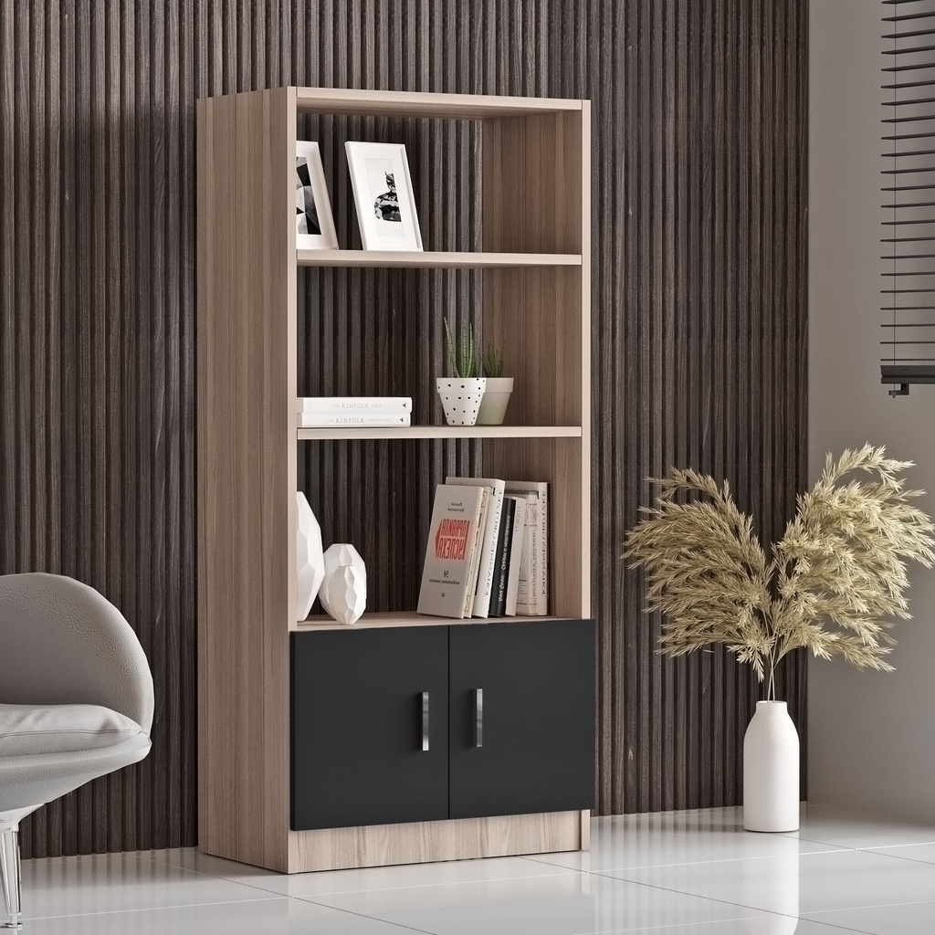 Chic Home Valentia kirjahylly alakaapilla 64x36xK140 cm, vaaleanbeige/antrasiitti