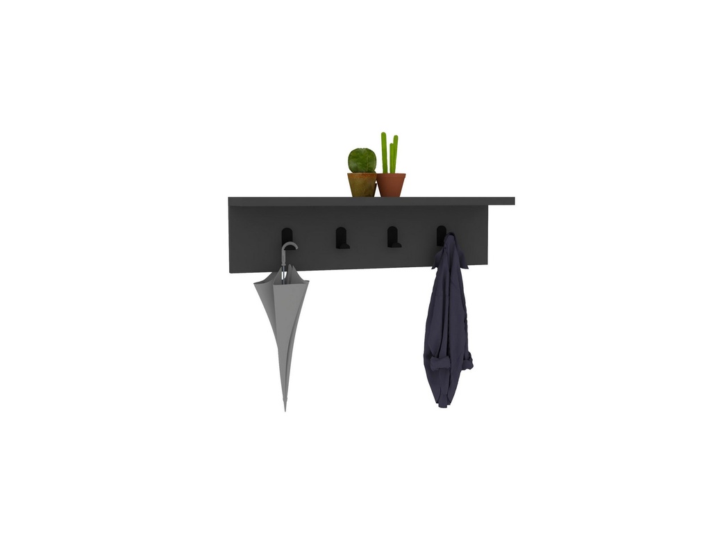 Chic Home Aili naulakko hattuhyllyllä 60x16xK15 cm, antrasiitti