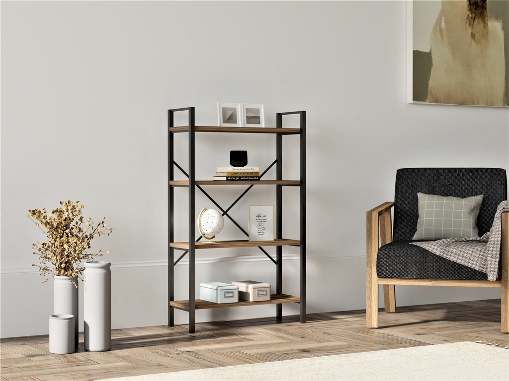Chic Home Minna hyllykkö 60x24xK100 cm, ruskea/musta
