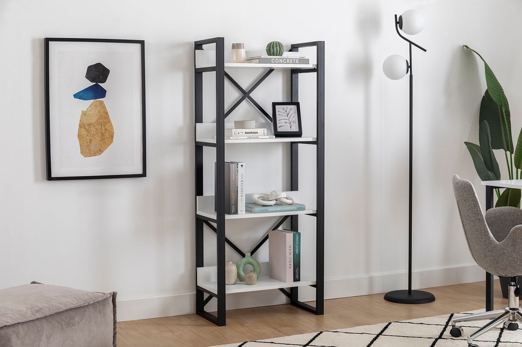 Chic Home Artturi kirjahylly 63x32xK150 cm, valkoinen