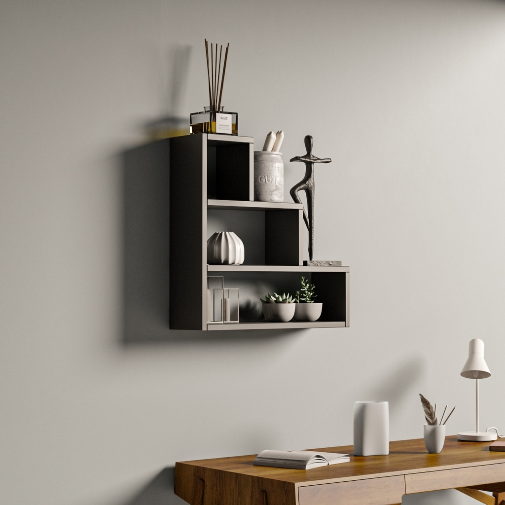 Chic Home Pernilla seinähylly 62x18xK62 cm, antrasiitti