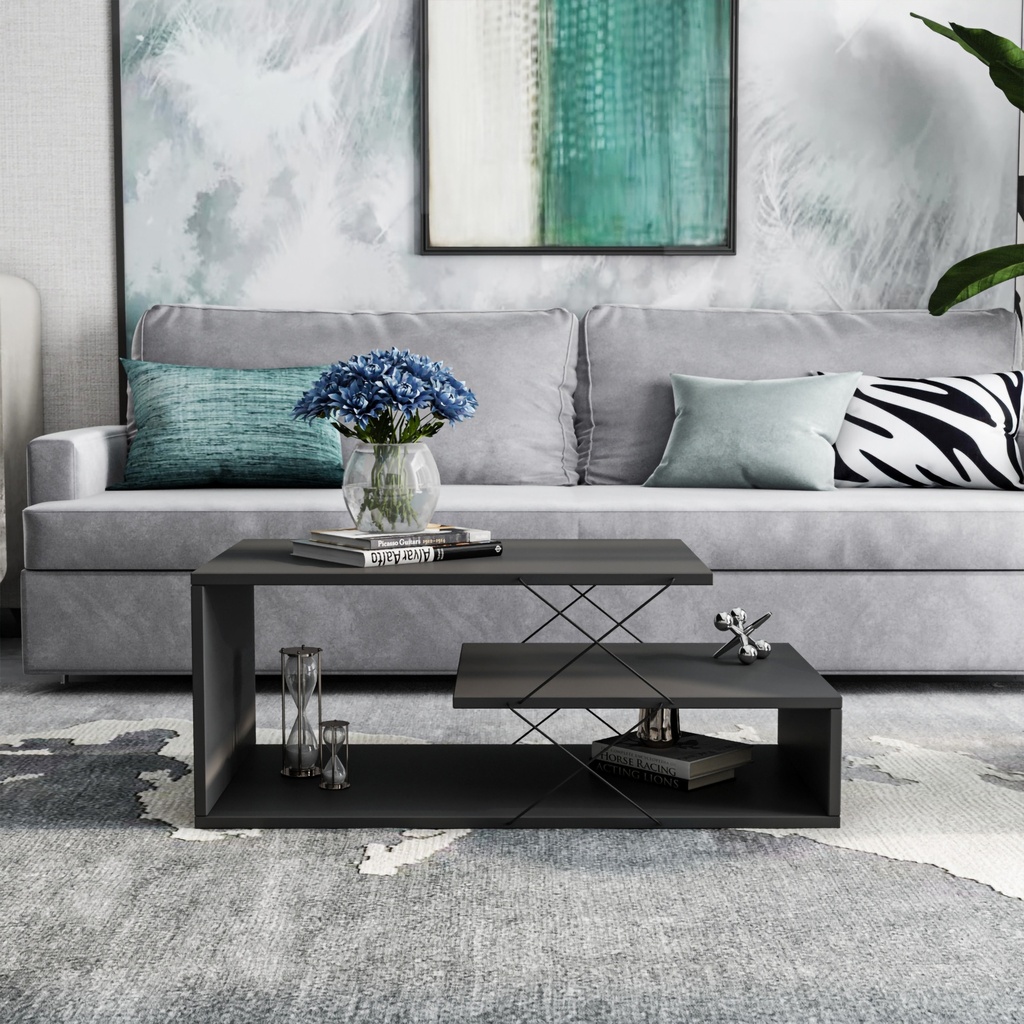 Chic Home Anne sohvapöytä 100x50xK40 cm, antrasiitti/musta