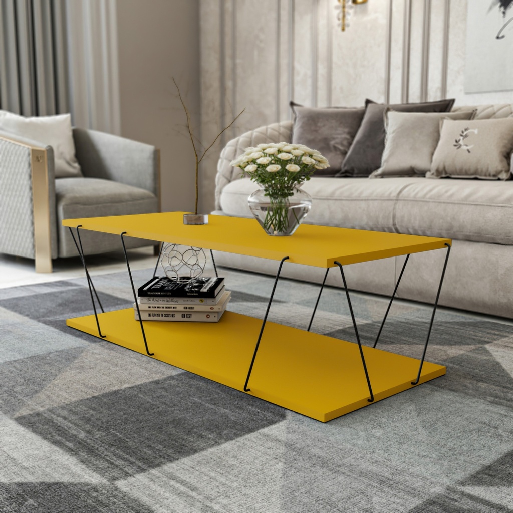 Chic Home Laila sohvapöytä 120x50xK30 cm, keltainen/musta