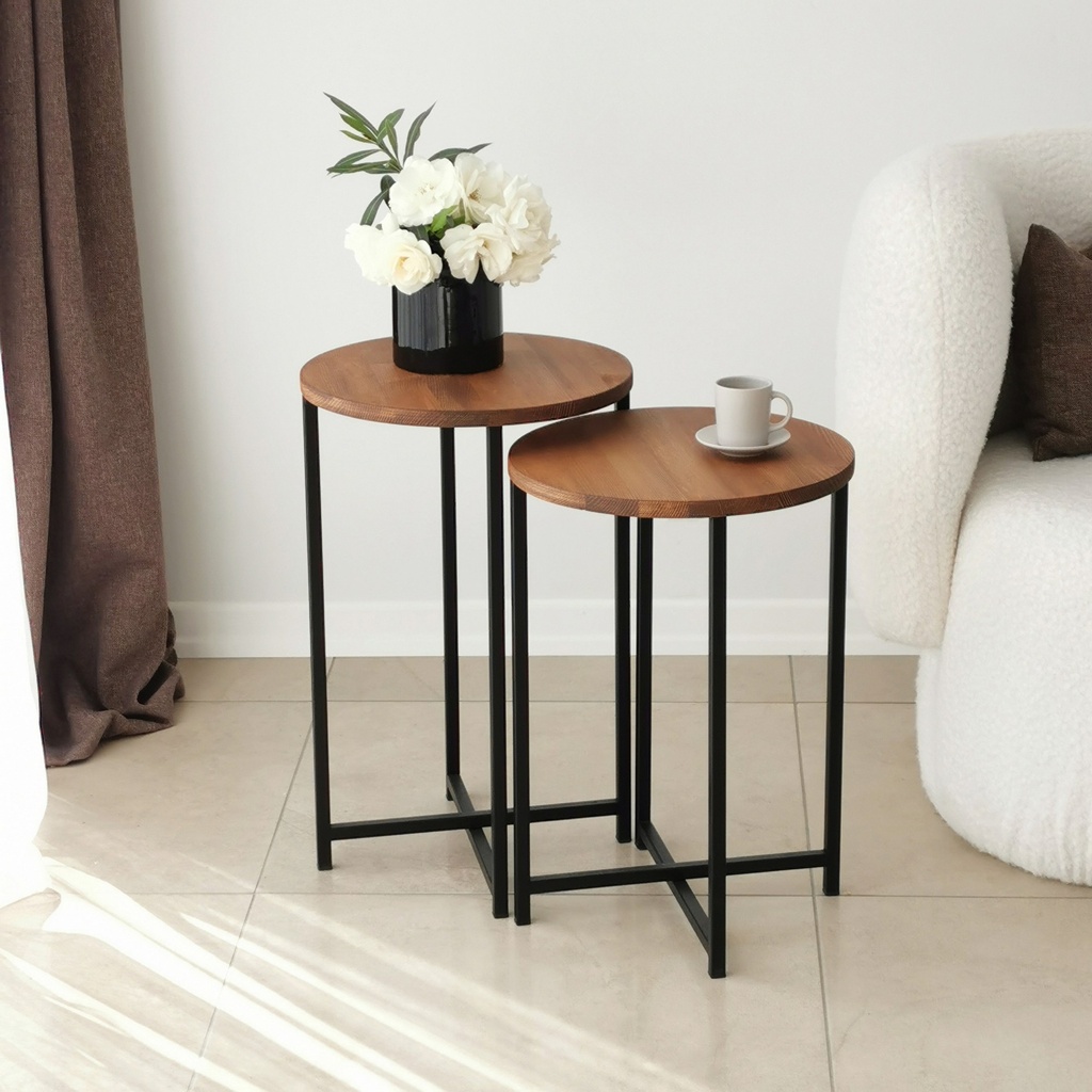 Chic Home Netta sivupöydät H35xK50/55 cm 2 kpl, ruskea/musta