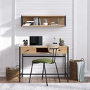 Chic Home Penla työpöytä laatikoilla 100x60xK72 cm + seinähylly, vaaleanbeige/musta