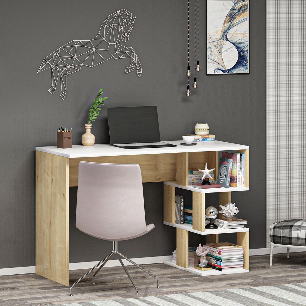 Chic Home Ensio työpöytä 110x50xK73 cm, valkoinen/ruskea