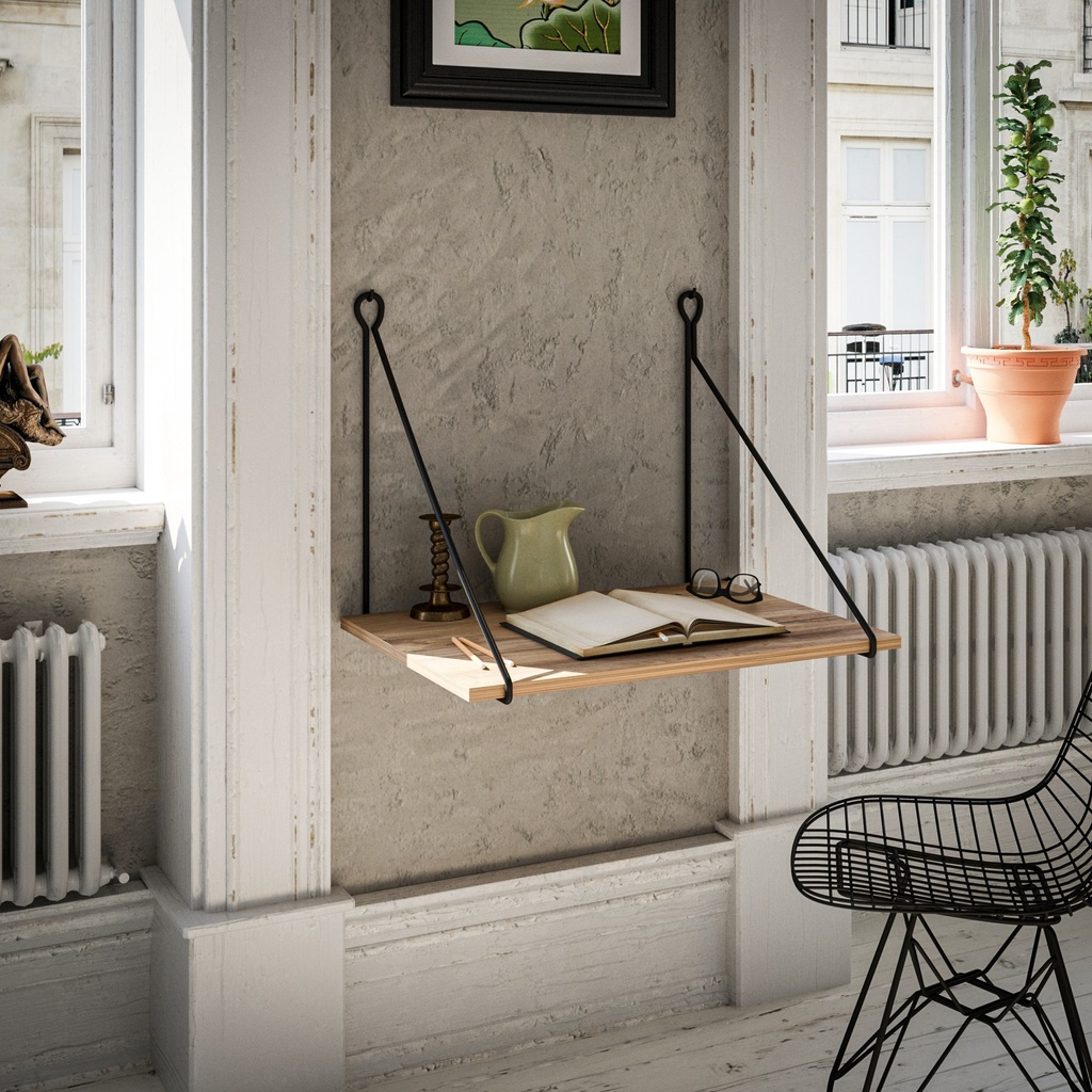 Chic Home Tuna työpöytä, pähkinäpuu / musta
