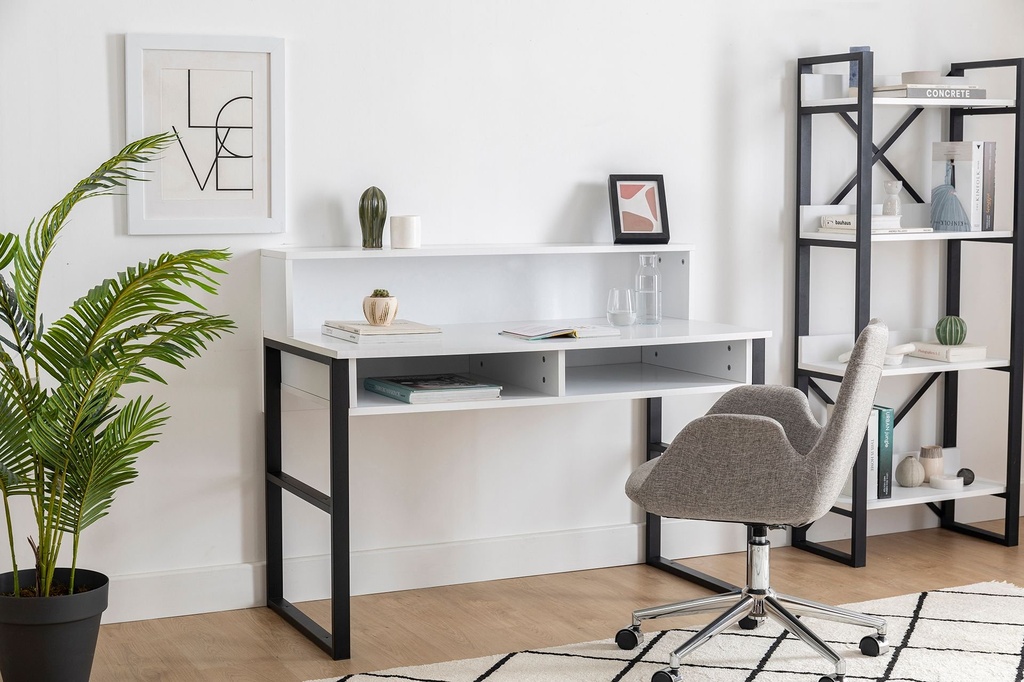 Chic Home Zaiga työpöytä 120x60xK96 cm, valkoinen/musta