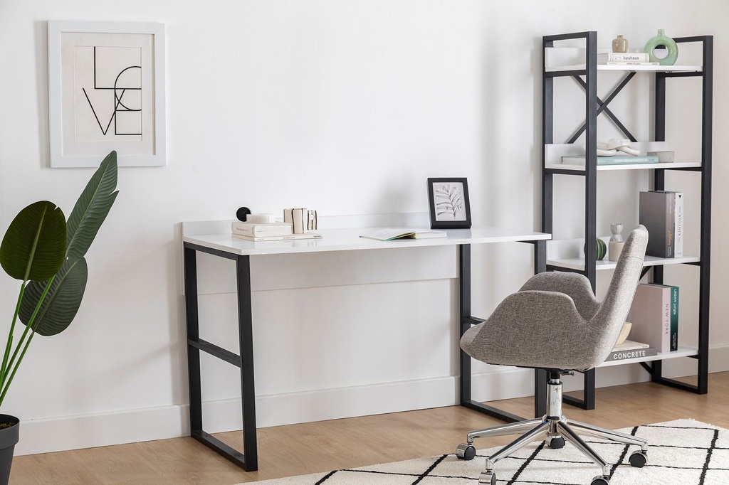 Chic Home Jori työpöytä 120x60xK75 cm, valkoinen/musta