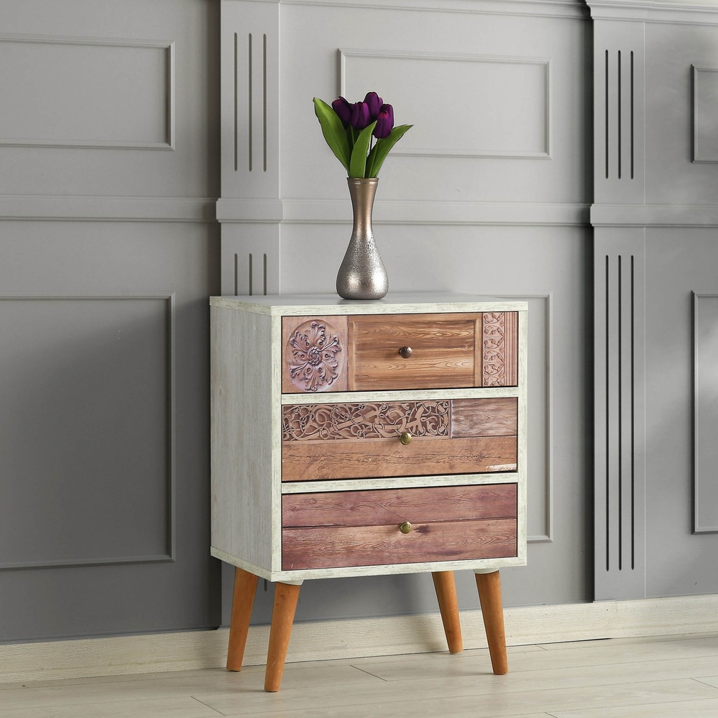 Chic Home Malla laatikosto 50x35xK68 cm, luonnonvalkoinen/ruskea