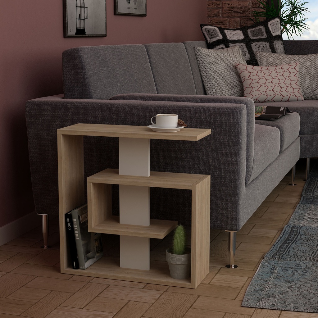 Chic Home Sara sivupöytä 20x55xK57 cm, beige/valkoinen