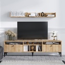 Chic Home Tino TV-taso 180 cm + seinähylly, vaaleanruskea