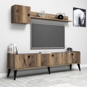 Chic Home Lilli TV-taso 180 cm + seinähylly, tummanruskea/musta