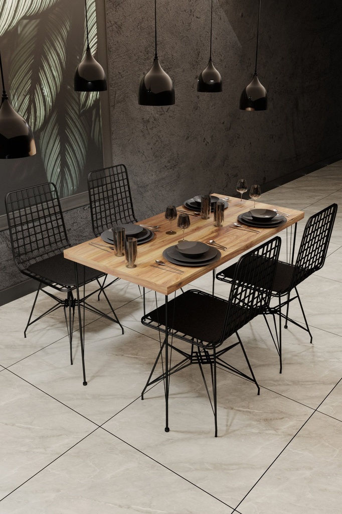 Chic Home Noora ruokapöytä 120x60xK75 cm, beige/musta