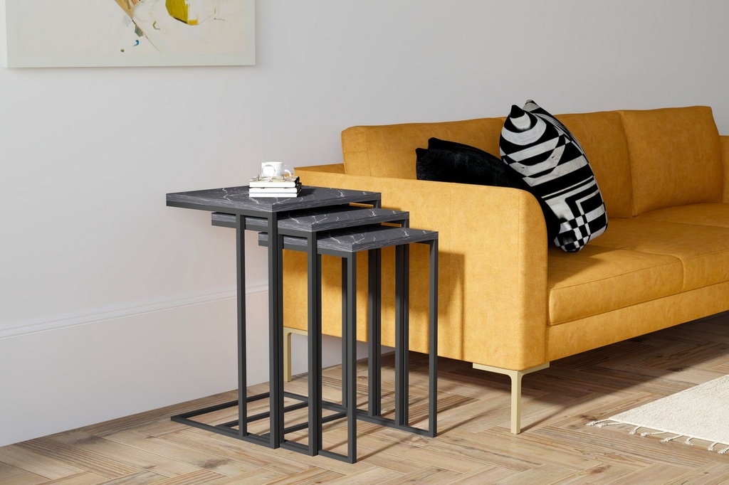 Chic Home Severi sivupöydät 32/36/40 cm 3 kpl, musta
