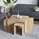 Chic Home Miska sohvapöytä 60 cm + 4 sivupöytää, vaaleanruskea