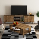 Chic Home Set 1310 - 2022 olohuoneen kalustesetti, pähkinäpuu