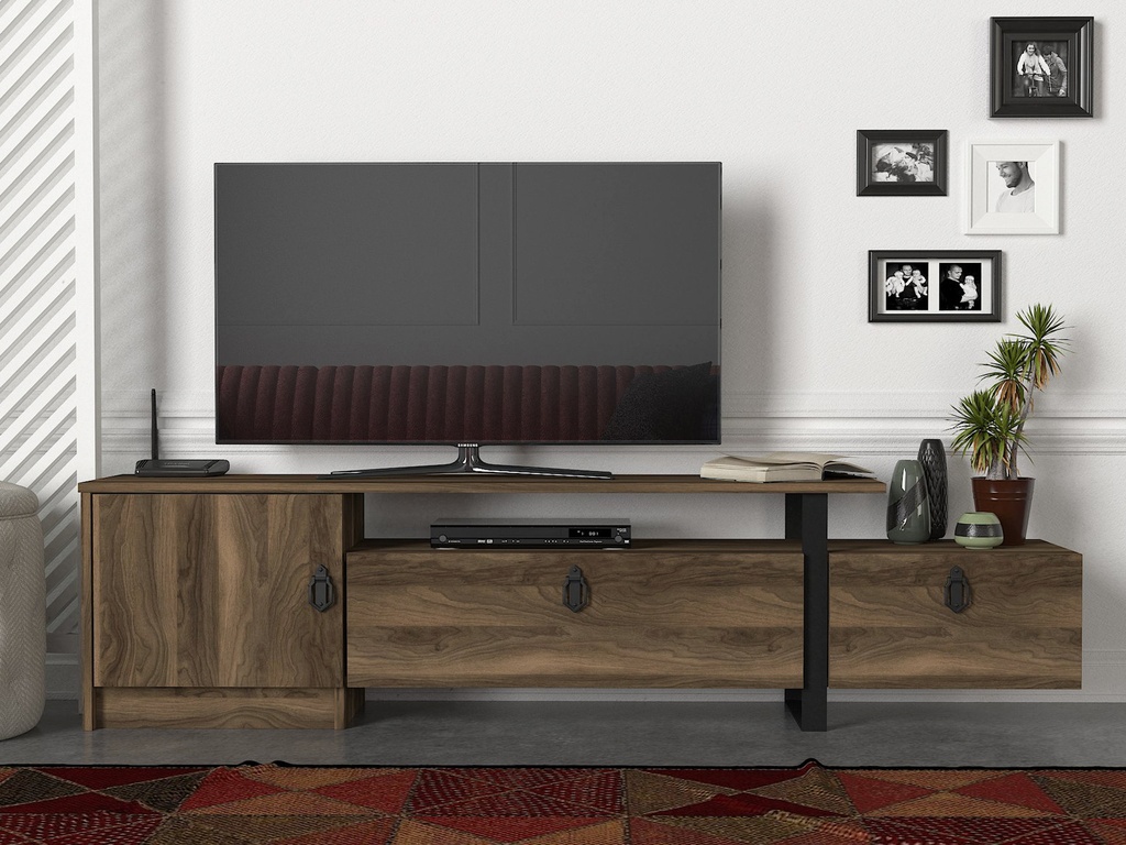 Chic Home Arelia TV-taso 180 cm, tummanruskea/musta