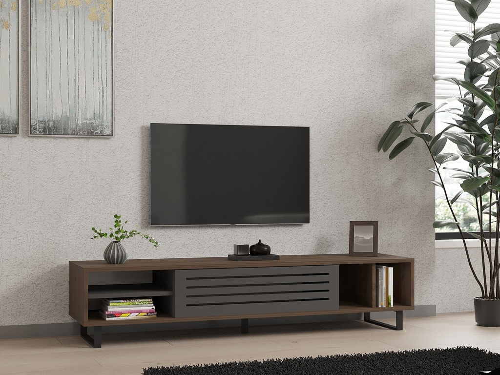 Chic Home Elias TV-taso 160 cm, tummanruskea/antrasiitti