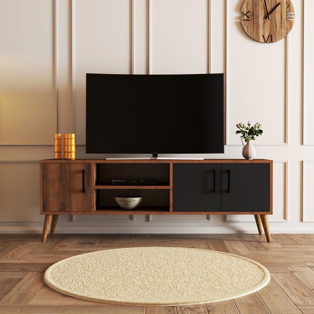 Chic Home Exxen - 1580 TV-taso, pähkinäpuu / antrasiitti