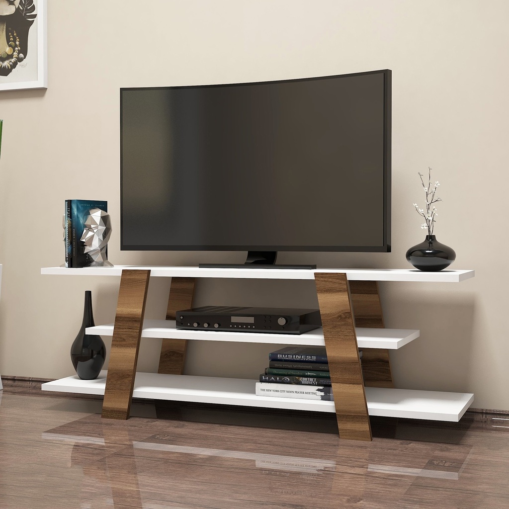 Chic Home Urho TV-taso 120 cm, valkoinen/ruskea