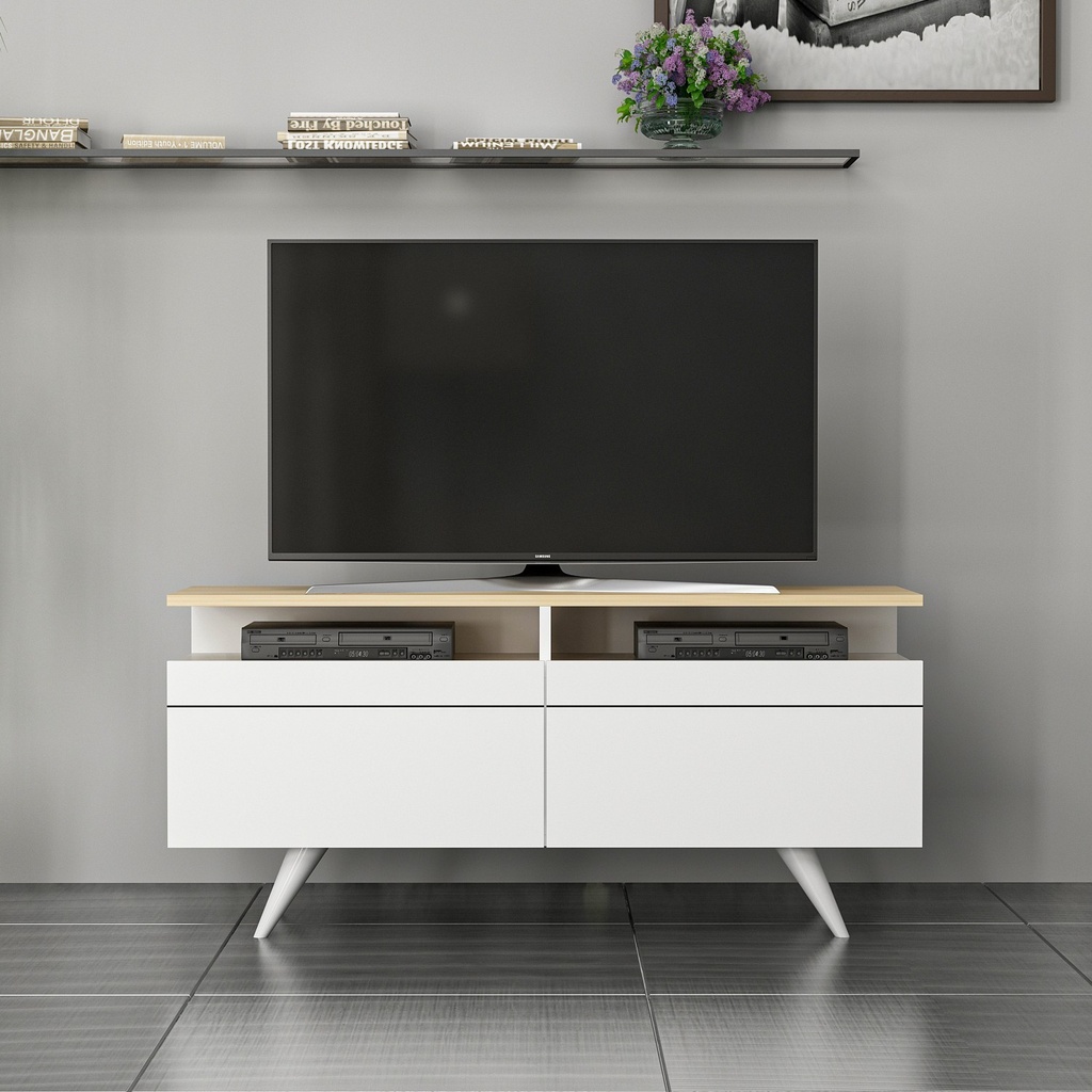 Chic Home Jussi TV-taso 120 cm,  vaaleanruskea/valkoinen