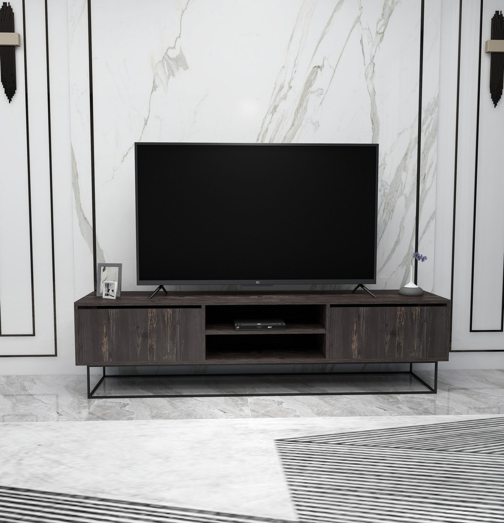 Chic Home Essi TV-taso 180 cm, tummanruskea/musta