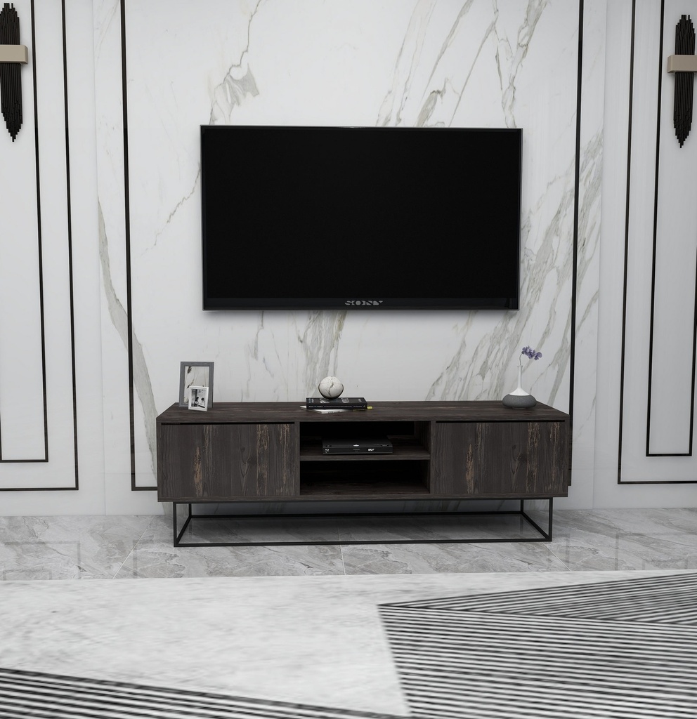 Chic Home Essi TV-taso 140 cm, tummanruskea/musta