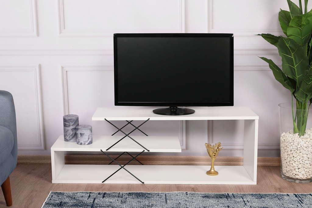 Chic Home Zinna TV-taso 120 cm, valkoinen/musta
