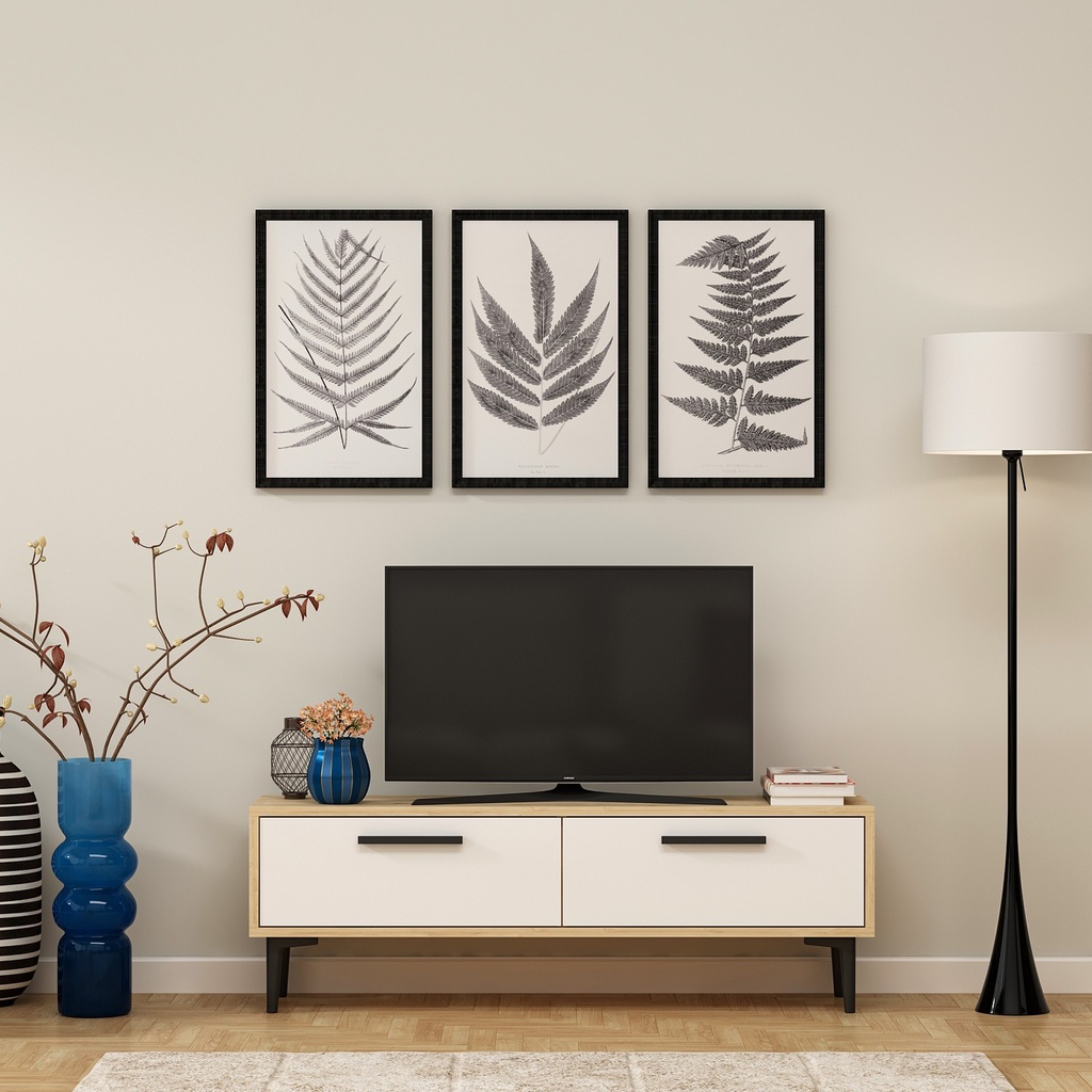 Chic Home Niklas TV-taso 120 cm, vaaleanruskea/valkoinen