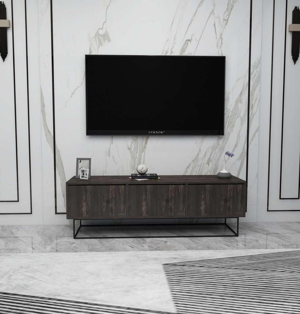 Chic Home Kai TV-taso 140 cm, tummanruskea/musta