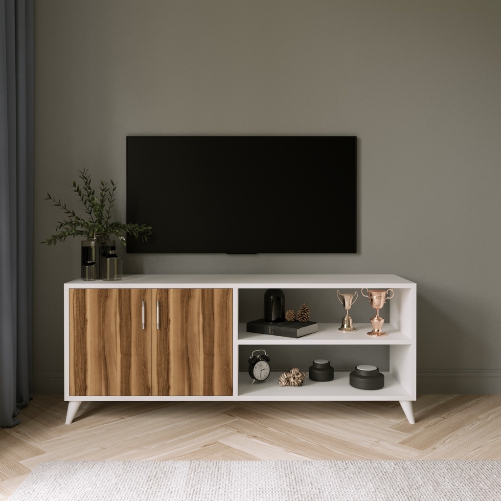 Chic Home Henri TV-taso 150 cm, valkoinen/ruskea