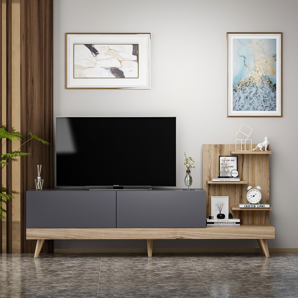 Chic Home Teemu TV-taso 180 cm, antrasiitti/vaaleanruskea