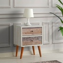 Chic Home Malla yöpöytä laatikoilla L40xS35xK55 cm, luonnonvalkoinen/ruskea