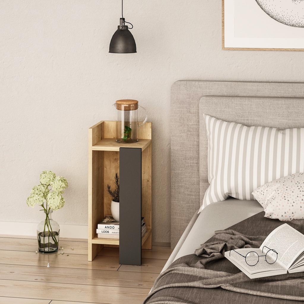 Chic Home Eero yöpöytä 25x27xK60 cm L, vaaleanruskea/musta