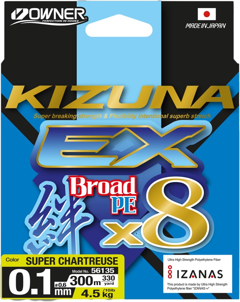 Owner SuperKizuna EX 150m mikrokuitusiima chartreuse 0,12mm 