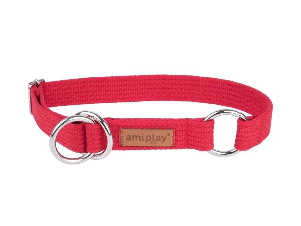 Amiplay Cotton koiranpanta, puolikuristava 32-50cmx2,5cm, punainen L