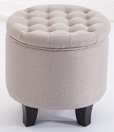 [6417783155591] Chic Home Collection Säilytysrahi kangasverhoilulla Ø42cm, pyöreä, beige